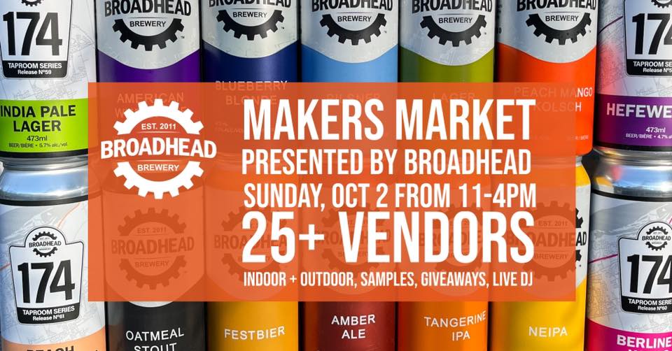 Text on a background of cans: Broadhead Fall Makers Market Oct 2, 2022 11-4PM 